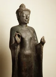 Buddha nedstigande från Tvatissima-himlen, Daravati-perioden (brons)