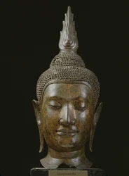 Buddhas huvud i meditation (brons)