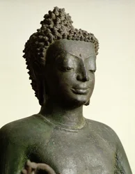 Stående Buddha, från Buriram (brons) (detalj)