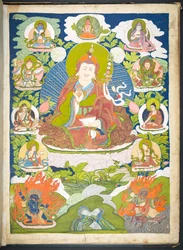 Lägg till. Eller. 3048    En av 12 teckningar som visar tibetanska gudar av en tibetansk konstnär, troligen i Lhasa, ca 1800    (gouache på papper)