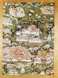 Representation av staden Lhasa, Tibetan Thai-Ka, Guimet Museum, Paris