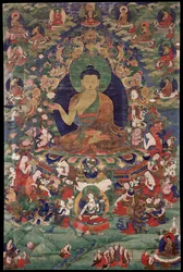 Shakyamuni Buddha - Tibetansk kultur - 1700-talet - Mineralpigment på bomull - 70,5x47 - Rubin Museum of Art, New York