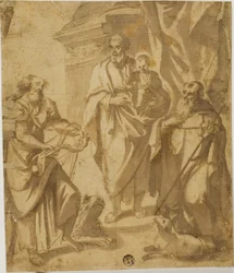 Saint Joseph and Christ Child, med de heliga Markus och Anthony
