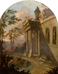 Landskap med ruin, 1725.