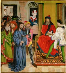 Jesus inför Pilatus (målning på trä)