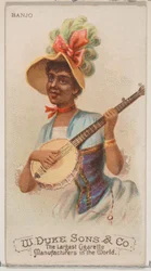 Banjo, från Musical Instruments-serien N82 för cigaretter av märket Duke, 1888., 1888.