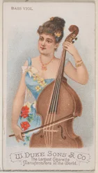 Bassviol, från Musical Instruments-serien N82 för cigaretter av märket Duke, 1888., 1888.