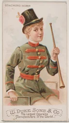 Coaching Horn, från Musical Instruments-serien N82 för cigaretter av märket Duke, 1888., 1888.