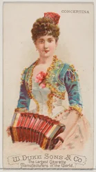 Concertina, från Musical Instruments-serien N82 för cigaretter av märket Duke, 1888., 1888.