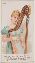 Harpa, från Musical Instruments-serien N82 för cigaretter av märket Duke, 1888., 1888.