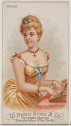 Spinet, från Musical Instruments-serien N82 för cigaretter av märket Duke, 1888., 1888.