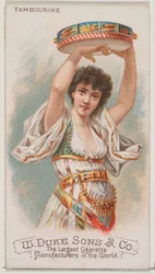 Tamburin, från Musical Instruments-serien N82 för cigaretter av märket Duke, 1888., 1888.