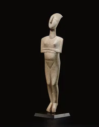 Cycladisk liggande kvinnofigur, namnstycke av Schuster-mästaren, Early Cycladic II, ca 2400 f.Kr.