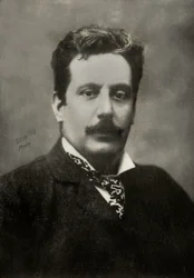 Porträtt av den italienske kompositören Giacomo Puccini (foto)