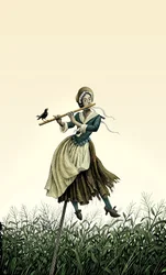 Barockflöjtist Scarecrow, 2007 (skrapkartong, digitalt färglagd)