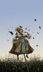 Barockoperasopran Fågelskrämma, 2008 (skrapkartong, digitalt färglagd)