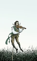 Barockviolin Scarecrow, 2006 (skrapkartong, färglagd digitalt)