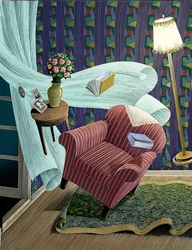 Blithe Spirit, 2018 (skrapkartong, färglagd digitalt)