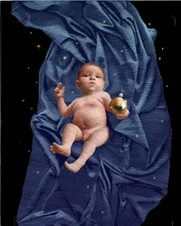 Immanuel, 2024 (scratchboard, färglagd digitalt)