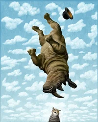 Noshörning, 2019 (skrapkartong, färglagd digitalt)