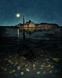 Köpmannen i Venedig, 2017 (skrapkartong, färglagd digitalt)