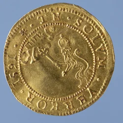 4-pund skotsk (hattstycke) av James I, Edinburgh mint, 1591 (omvänd) (guld) (för framsidan se 58855)