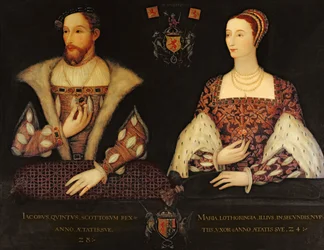 Kopia av det ursprungliga dubbelporträttet av Marie de Guise (1515-60) och kung James V (1512-42) beställt av Lord Bute, 1895
