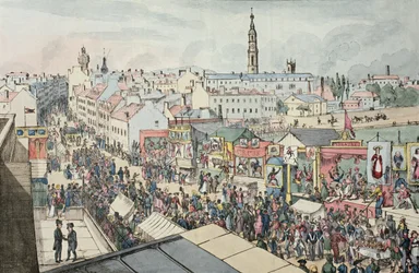 Teckning av Glasgow Fair, från The Glasgow Looking Glass, 1825