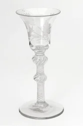 Graverat Jacobite airtwist dricksglas, c.1760 (glas)