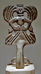 Art Scythian (Scythian civilisation eller Scythia): tankprydnad i brons från Ukraina, 500 - 300-talet f.Kr. Sankt Petersburg, Hermitagemuseet