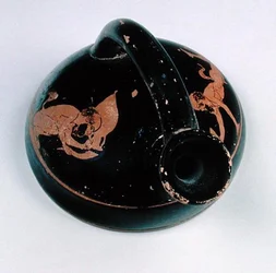 Attisk rödfigur askos, från grav II vid Nymphaeum på Krim, c.430 f.Kr. (keramik)