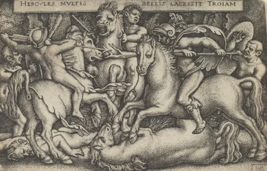 Hercules Fighting Against the Trojans, från The Labours of Hercules, 1545.
