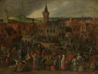 Marknadsdag i en flamländsk stad