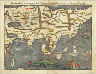 1550 års karta över Asien av Sebastian Münster