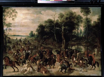 Kavalleriattack, ca 1615 (olja på trä)