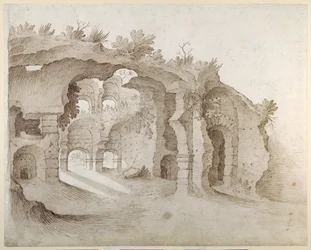 Entré till Colosseum (penna och bläck med tvätt på papper)