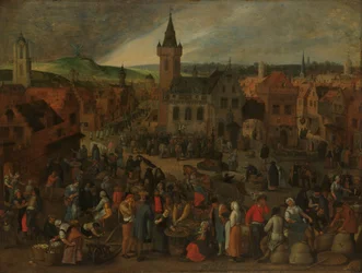 Marknadsdag i en flamländsk stad