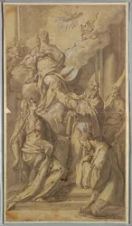 Teckning, Madonna och helgon, ca 1730