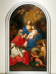 Jungfrun och St Charles Borromeo av Sebastiano Conca (1680-1764) Aula Magna (föreläsningssal) av University Palace, Turin