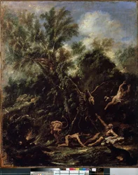 Frestelsen av Saint Anthony (The Temptation of Saint Anthony). Målning av Sebastiano Ricci (1659-1734)