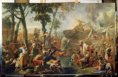 Moses drar vatten från klippan