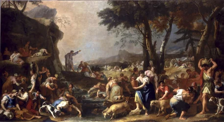 Moses får vatten att rinna från klippan, 1725-26