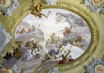 Herkules apoteos. Freskomålning av Sebastiano Ricci (1659-1734). Marucelli Fensi-palatset, Florens.