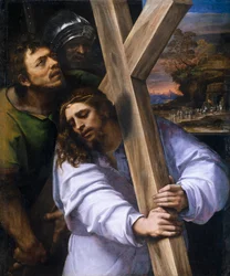 ""Christ portant sa croix"" (Kristus bär korset) Peinture de Sebastiano del Piombo (1485-1547) vers 1516 Dim 121x100 cm Museo del Prado, Madrid