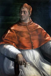 Porträtt av Clement VII (Jules de Medici) (1478 - 1534). Målning av Sebastiano del Piombo. Neapel, Capodimonte Galleries.