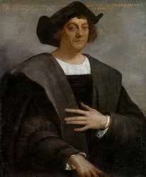 Porträtt av en man, förmodligen Christopher Columbus. 1519