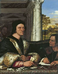 Porträtt av Ferry Carondelet 1473-1528, med hans sekreterare