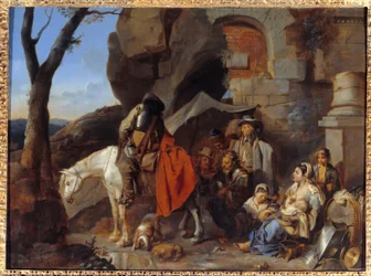 Soldater, tidigare kallad Halte de bohemiens Målning av Sebastien Bourdon (1616-1671) 1600-talets sön. 0,43x0,58 m