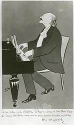 Franske kompositören Jules Massenet spelar (teckning)