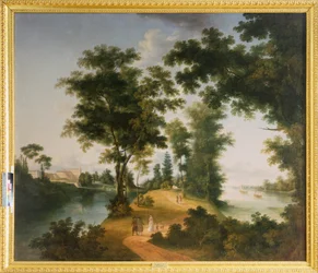 Den stora ön Gatchina (Sankt Petersburg). Målning av Semyon Fyodorovich Shchedrin (Semion Shchedrin) (1745-1804), olja på duk, cirka 1790. Rysk konst